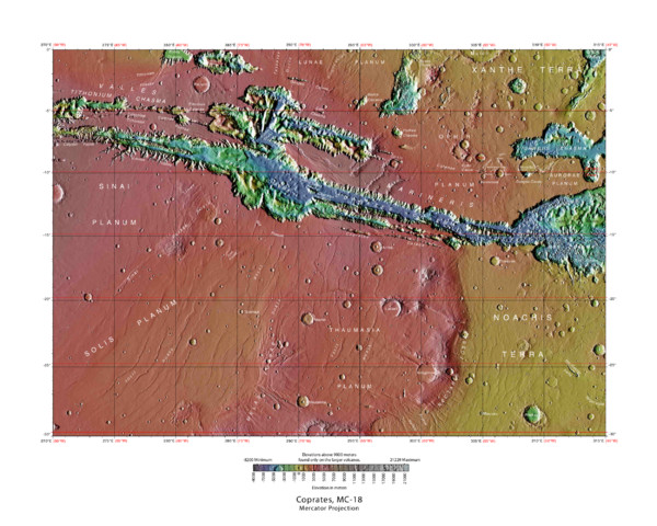 Maglia cartografica di Coprates (Immagine USGS (United States Geological Survey))