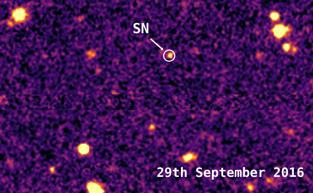 L'ipernova DES16C2nm nel cerchietto (Immagine M. Smith / DES Collaboration)