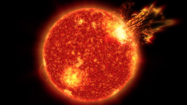 Rappresentazione di un super-brillamento solare (Immagine NASA's Goddard Space Flight Center, Greenbelt, Md.)