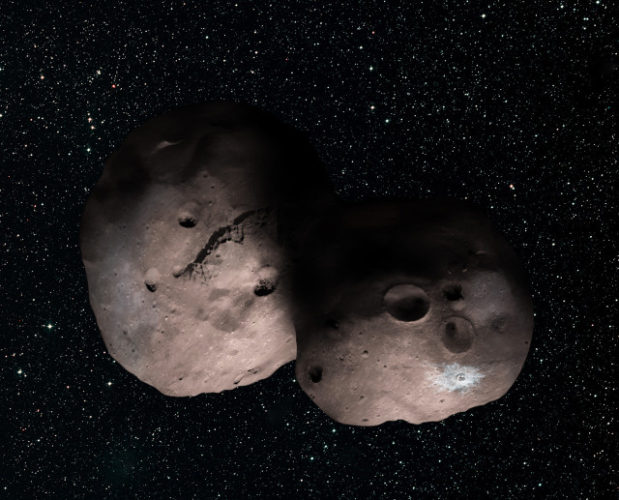 Concetto artistico di 2014 MU69 come coppia di asteroidi (Immagine NASA/JHUAPL/SwRI/Alex Parker)