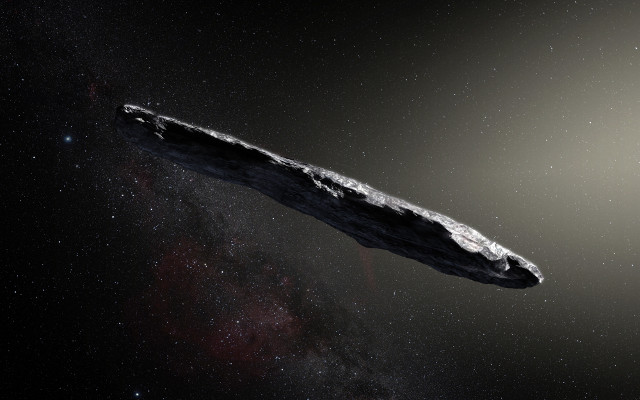 Rappresentazione artistica di 'Oumuamua (Immagine ESO/M. Kornmesser)