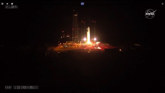 Il cargo spaziale Cygnus al John Young decollo su un razzo Antares (Immagine NASA TV)