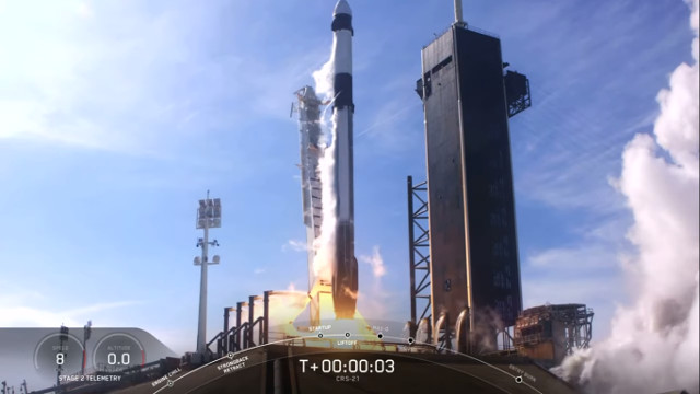 La navicella spaziale SpaceX Dragon 2 al decollo su un razzo Falcon 9 (Immagine cortesia SpaceX)