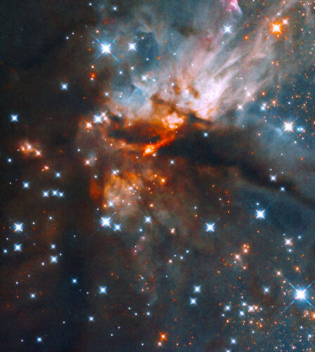 La nebulosa G035.20-0.74 (Immagine NASA, ESA, and J. Tan (Chalmers University of Technology); Processing; Gladys Kober (NASA/Catholic University of America))