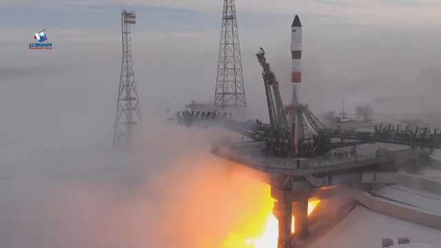 Il cargo spaziale Progress MS-19 al decollo su un razzo Soyuz-2.1a (Immagine cortesia Roscosmos)