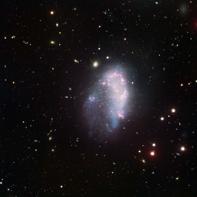 NGC 1427A, una delle galassie nane dell'ammasso della Fornace che sembrano prive di aloni di materia oscura (Immagine ESO)