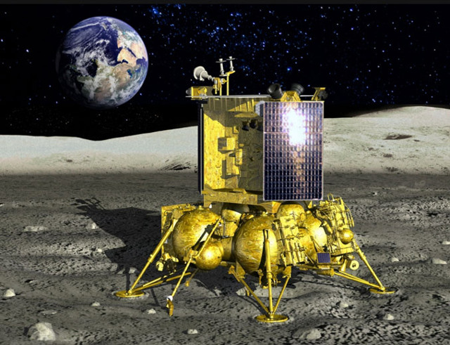 Concetto artistico del lander Luna 25 (Immagine cortesia N.P.O. Lavochkin)