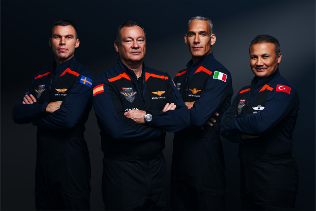 L'equipaggio della missione Ax-3: Michael López-Alegría, Walter Villadei, Alper Gezeravci e Marcus Wandt (Foto cortesia Axiom Space)