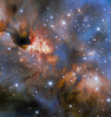 Parte dell'area IRAS 16562–3959 (Immagine ESA/Hubble & NASA, R. Fedriani, J. Tan)
