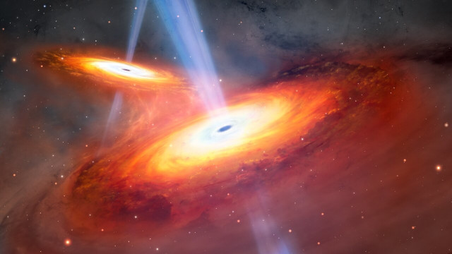 Concetto artistico di quasar in fase di fusione (Immagine International Gemini Observatory/NOIRLab/NSF/AURA/M. Garlick)