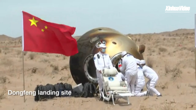 La capsula Shenzhou 19 dopo l'atterraggio (Immagine cortesia Xinhua)