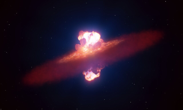 Rappresentazione artistica della fase iniziale della supernova SN 2024ggi (Immagine ESO/L. Calçada)