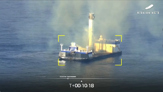 Il primo stadio “Never Tell Me the Odds” dopo il suo secondo atterraggio (Immagine cortesia Blue Origin)