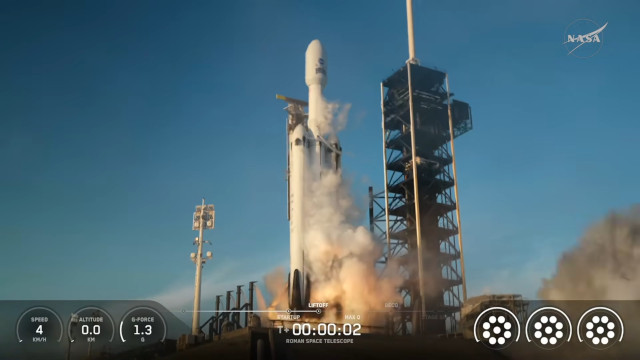 Il telescopio spaziale Nancy Grace Roman decolla su un razzo vettore Falcon Heavy (Immagine NASA+)